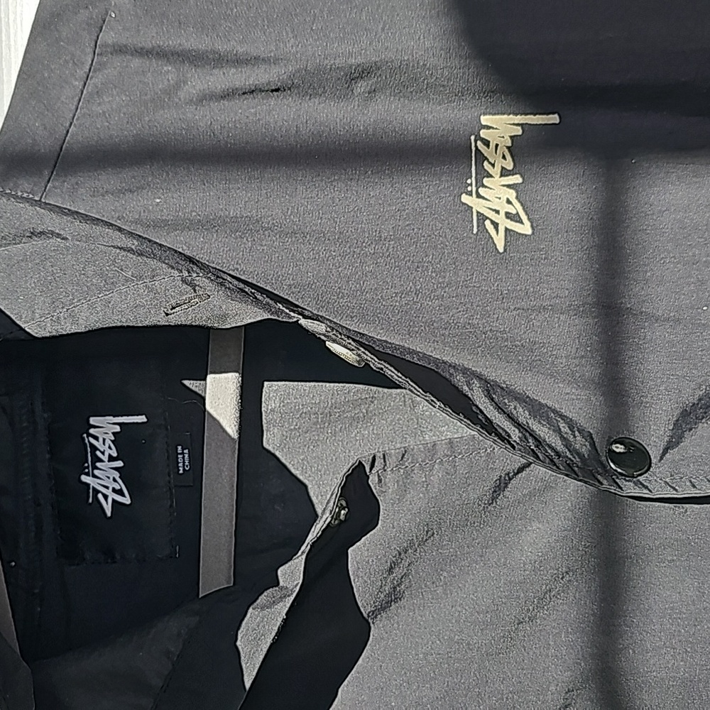 Men Stussy Black Hooded Coaches Jacket S - Picture 3 of 3